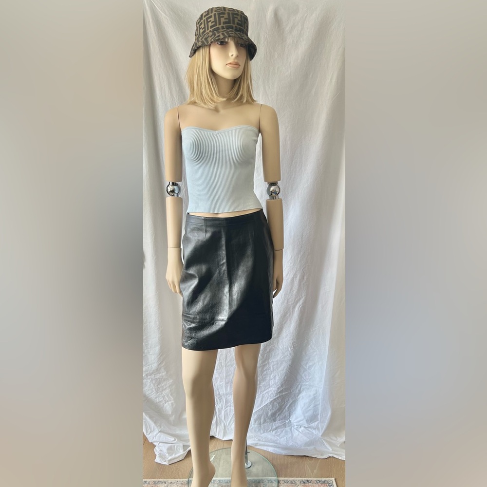 Bisou Bisou Black Leather Mini Skirt